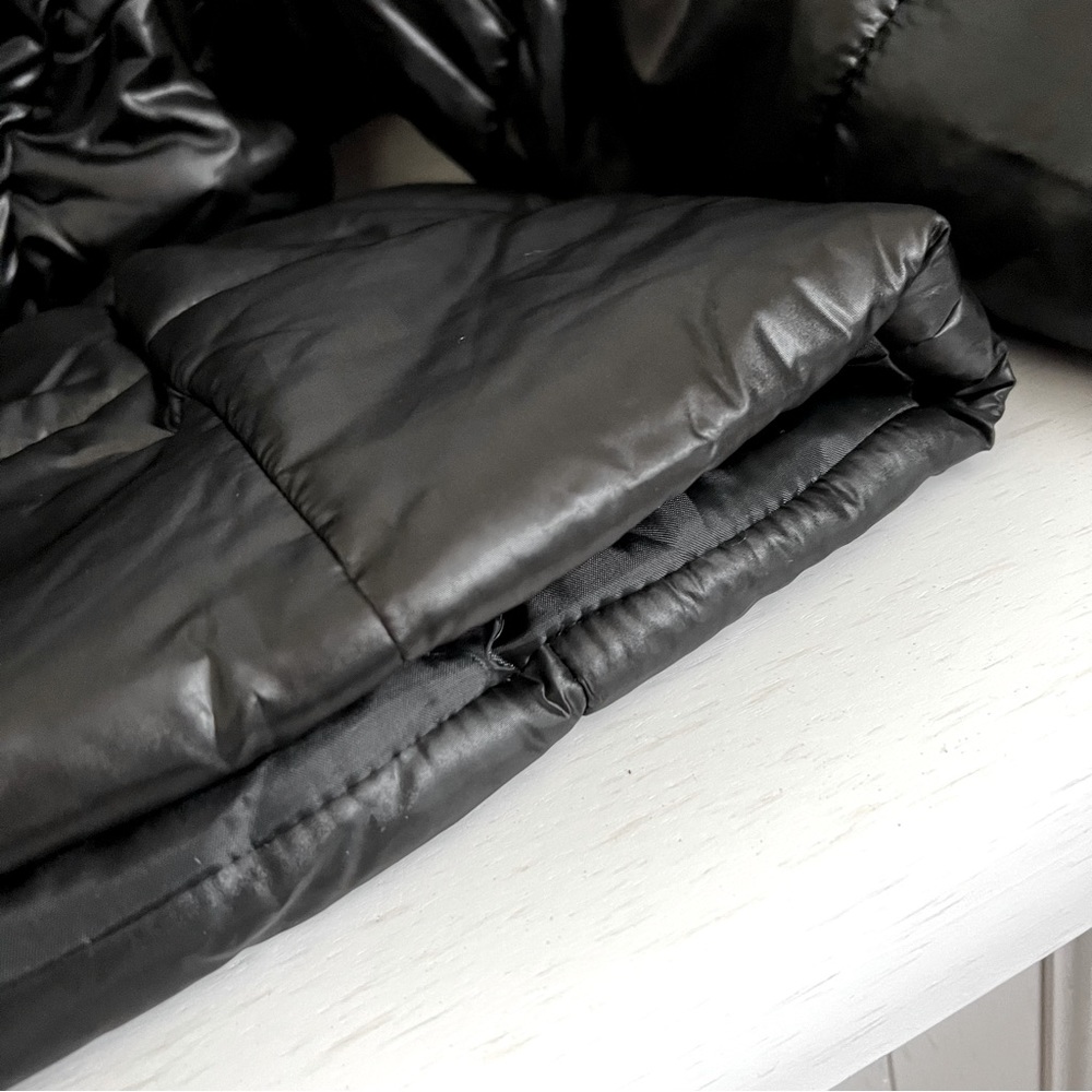 Rothschild black puffer coat jacket fur trim hood L 14 12 - Picture 11 of 11